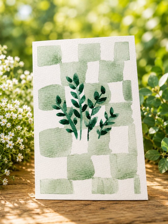 Greenery watercolor card